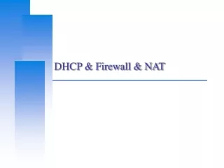 DHCP &amp; Firewall &amp; NAT