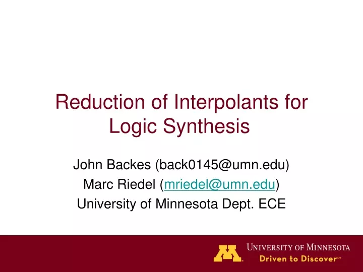 reduction of interpolants for logic synthesis