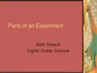 Parts of an Experiment