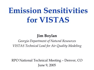 Emission Sensitivities  for VISTAS