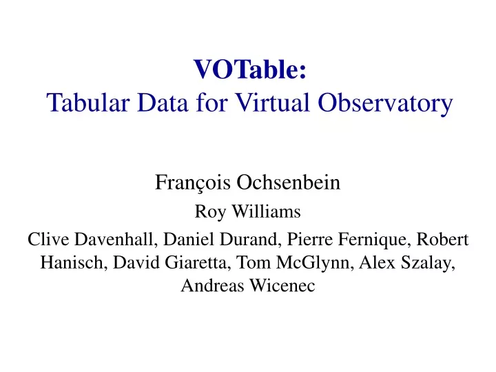 votable tabular data for virtual observatory