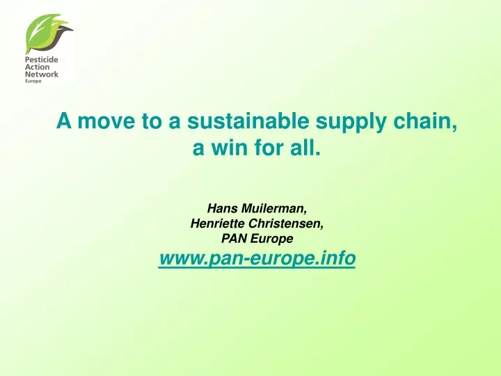 a move to a sustainable supply chain