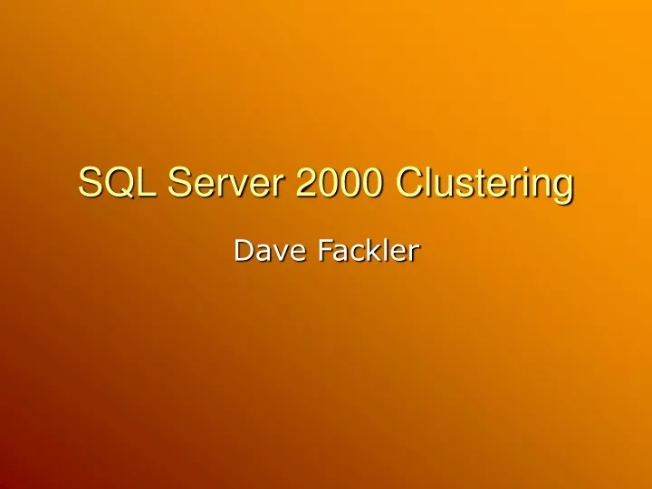 sql server 2000 clustering