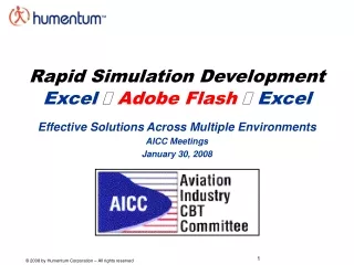Rapid Simulation Development  Excel  ? Adobe Flash ?  Excel