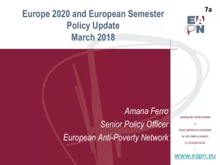 Europe 2020 and European Semester Policy Update  March 2018