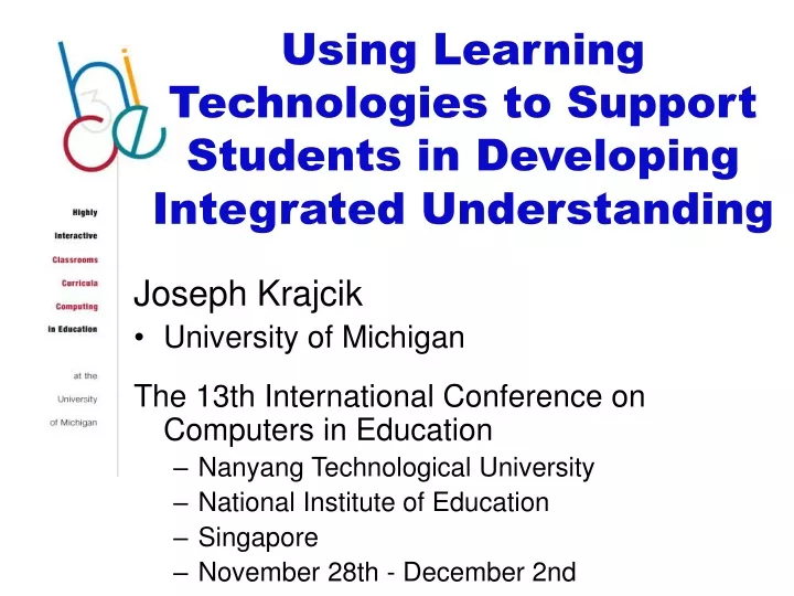 using learning technologies to support students in developing integrated understanding