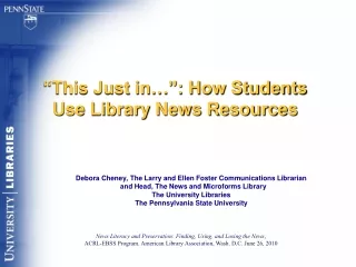 “This Just in…”: How Students Use Library News Resources