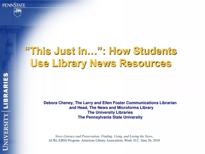 this just in how students use library news resources