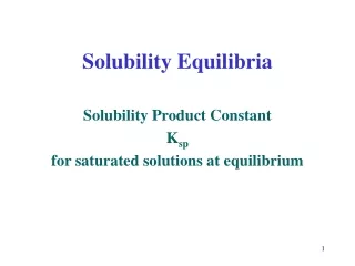 Solubility Equilibria