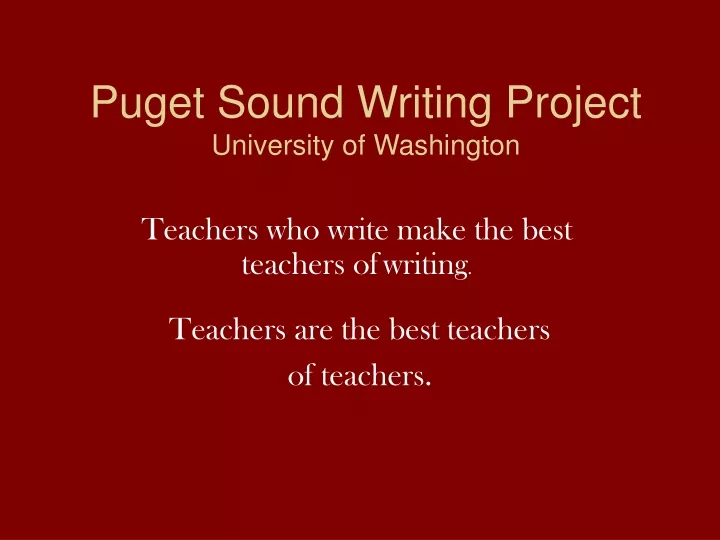 puget sound writing project university of washington