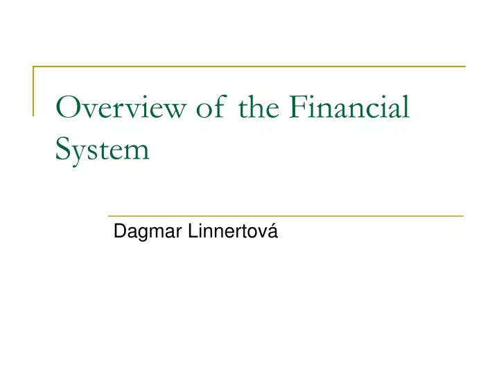 overview of the financial system