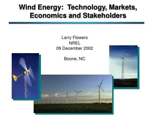 Wind Energy:  Technology, Markets, Economics and Stakeholders