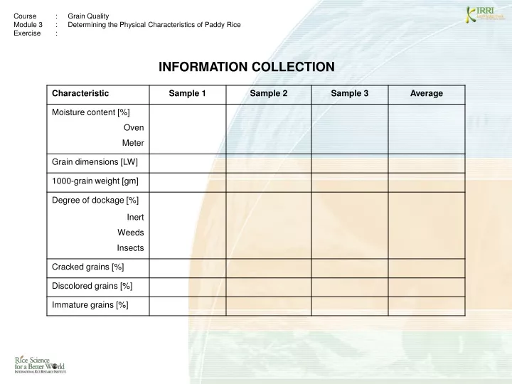 course grain quality module 3 determining