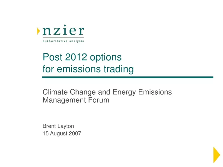 post 2012 options for emissions trading