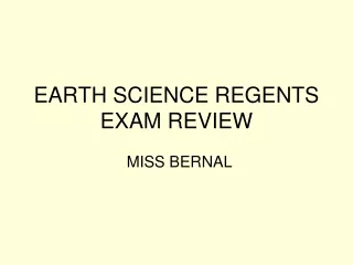 EARTH SCIENCE REGENTS EXAM REVIEW