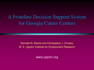 A Frontline Decision Support System for Georgia Career Centers