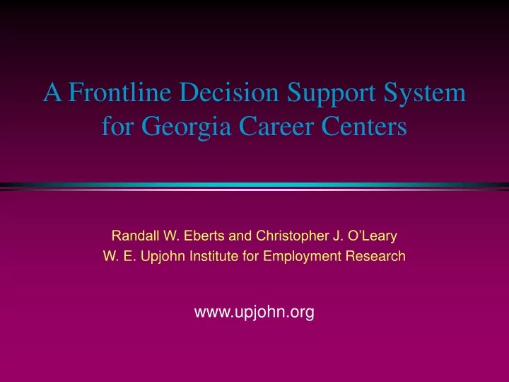 a frontline decision support system for georgia career centers