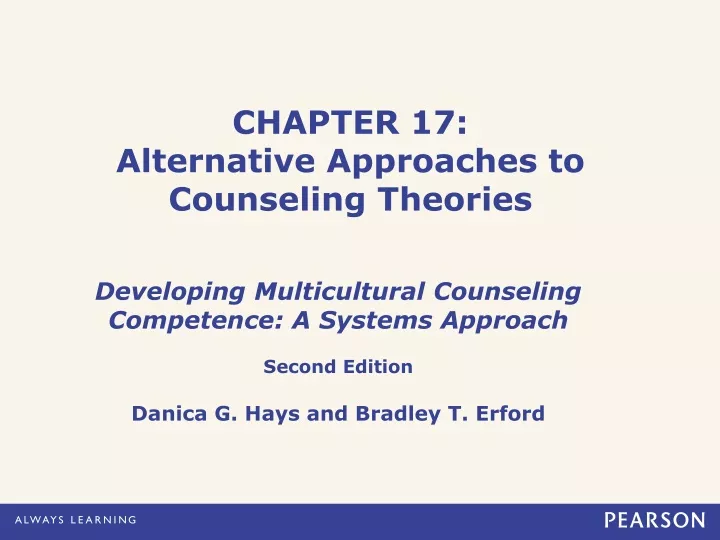 chapter 17 alternative approaches to counseling theories