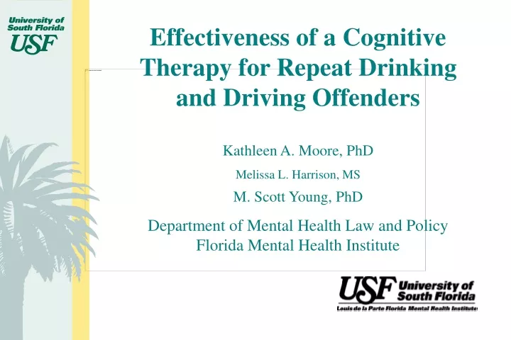 effectiveness of a cognitive therapy for repeat