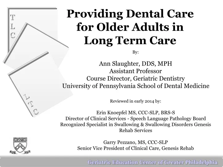 providing dental care for older adults in long