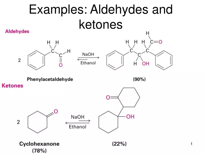examples aldehydes and ketones