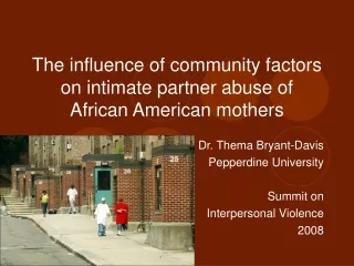 The influence of community factors on intimate partner abuse of  African American mothers