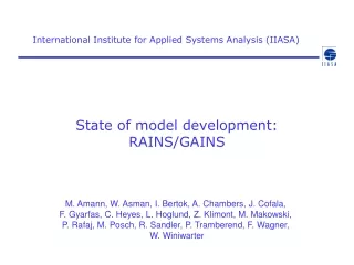 State of model development: RAINS/GAINS