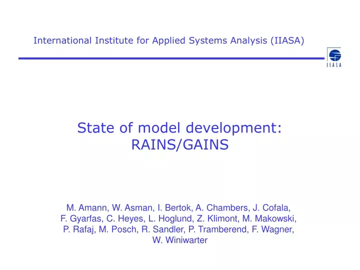 international institute for applied systems analysis iiasa