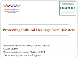 Protecting Cultural Heritage from Disasters