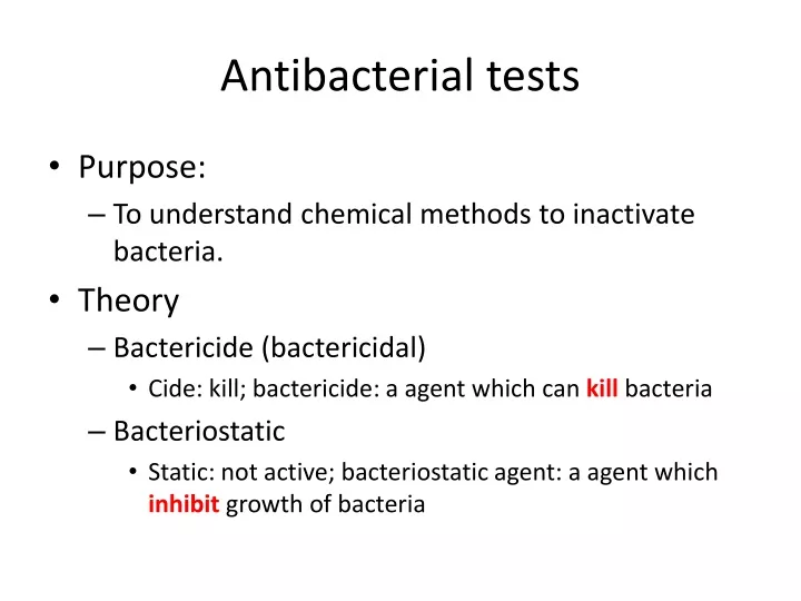 antibacterial tests