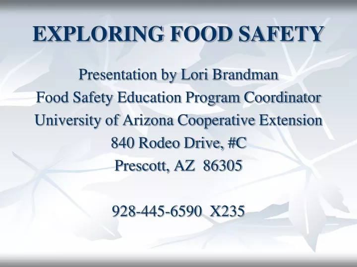 exploring food safety