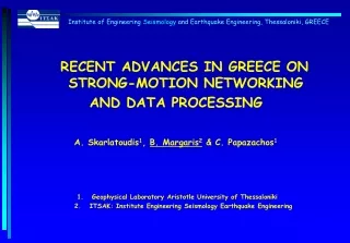 Institute of Engineering  Seismology  and Earthquake Engineering, Thessaloniki, GREECE
