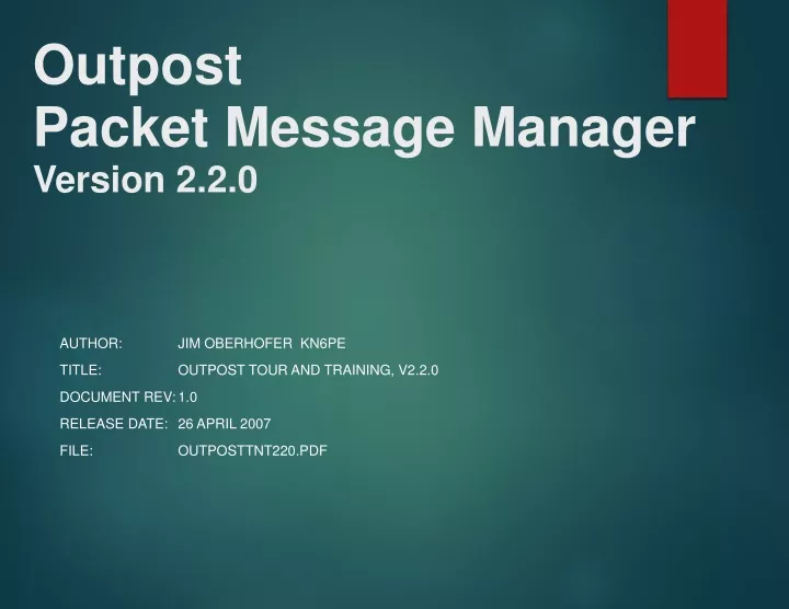 outpost packet message manager version 2 2 0