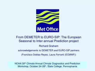 From DEMETER to EURO-SIP: The European Seasonal to Inter-annual Prediction project Richard Graham
