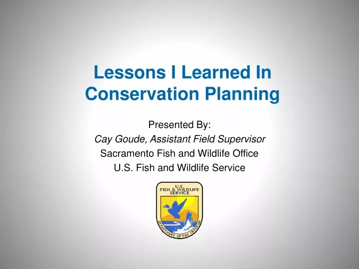 lessons i learned in conservation planning