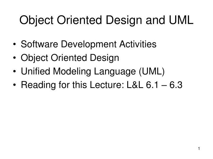 object oriented design and uml