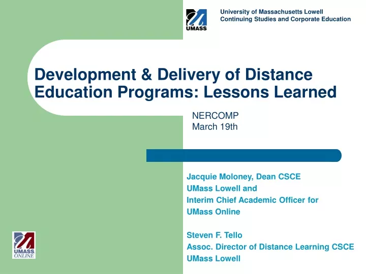 development delivery of distance education programs lessons learned
