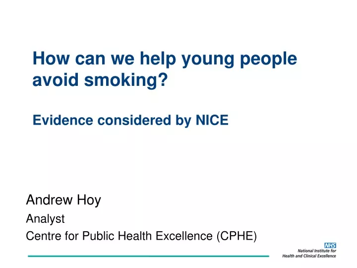 how can we help young people avoid smoking