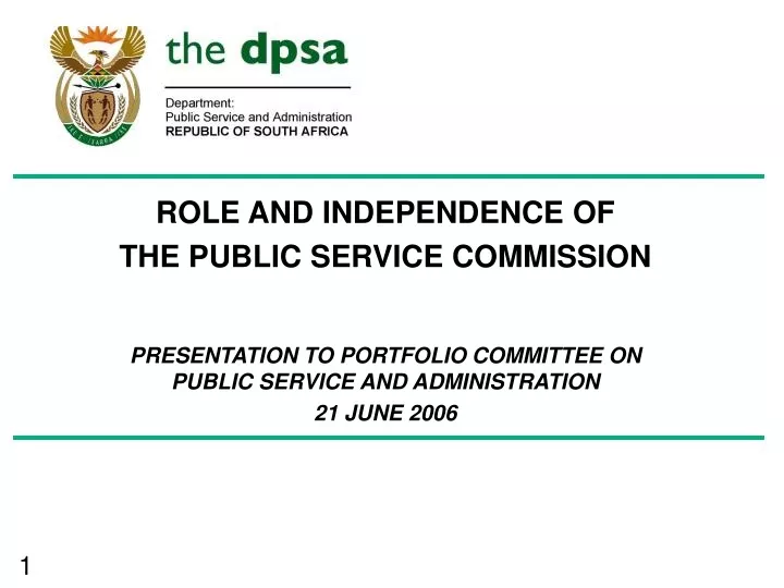 role and independence of the public service