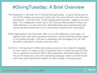# GivingTuesday : A Brief Overview