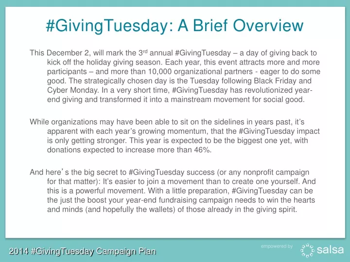 givingtuesday a brief overview