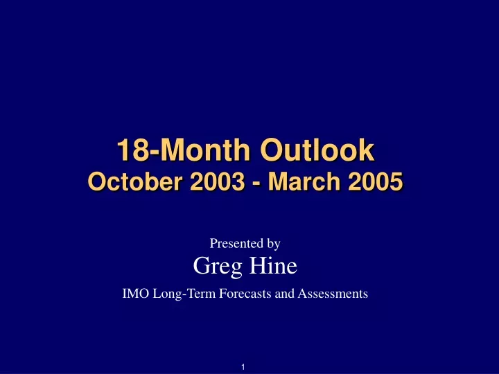 18 month outlook october 2003 march 2005