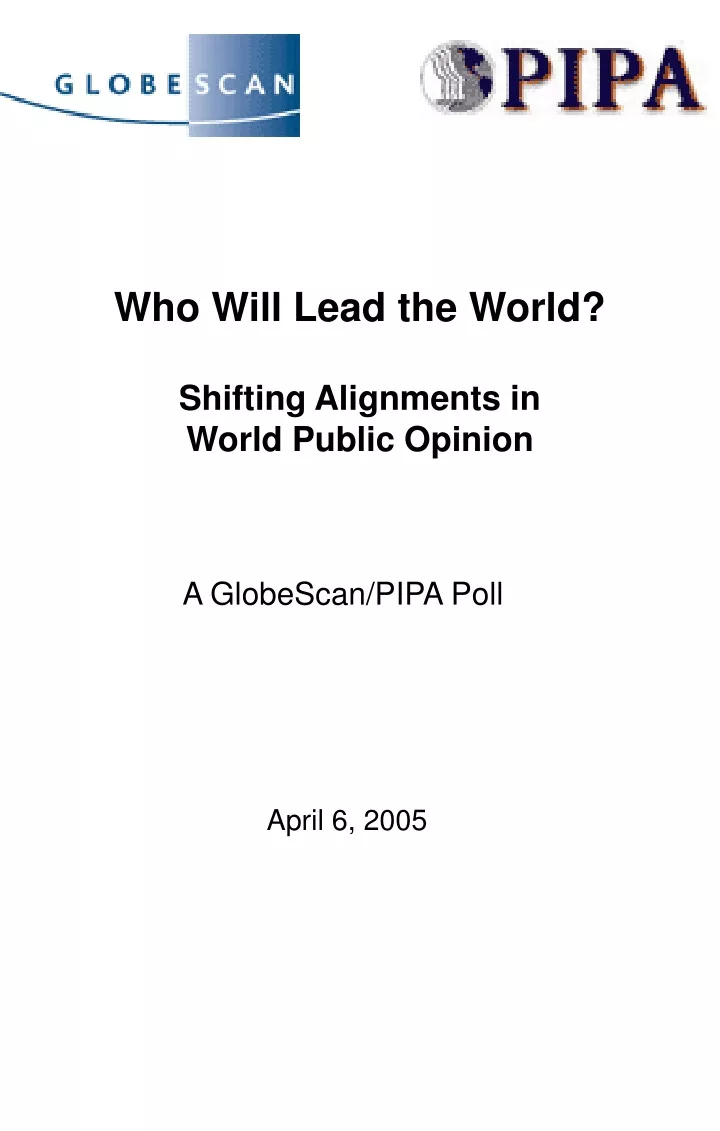 who will lead the world shifting alignments