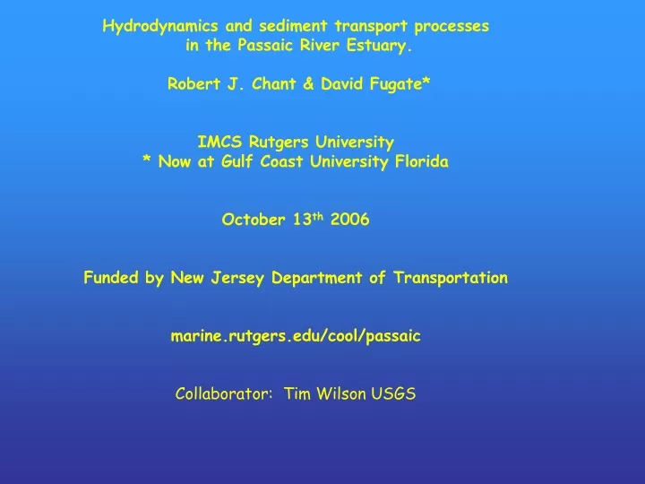 hydrodynamics and sediment transport processes