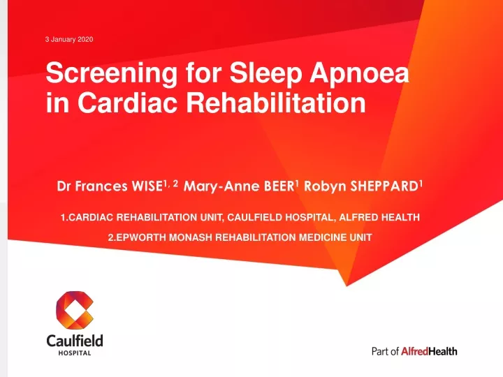 screening for sleep apnoea in cardiac rehabilitation