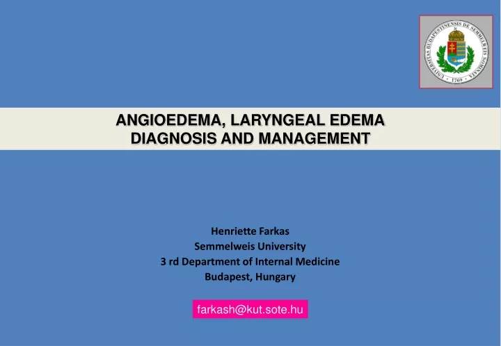 angioedema laryngeal edema diagnosis and management