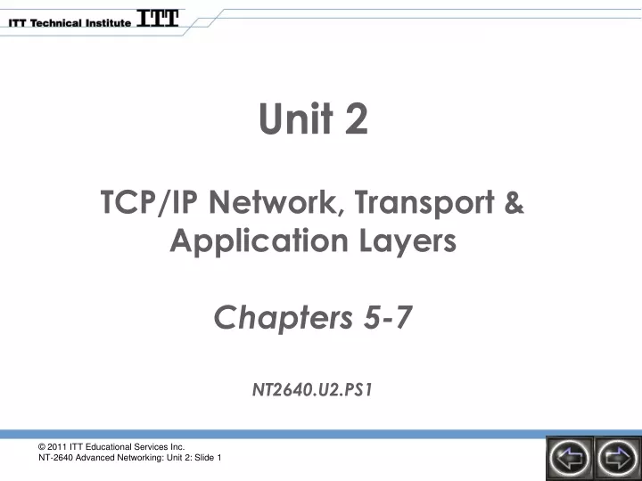 unit 2 tcp ip network transport application layers chapters 5 7 nt2640 u2 ps1