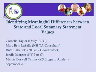 Identifying Meaningful Differences between State and Local Summary Statement  Values