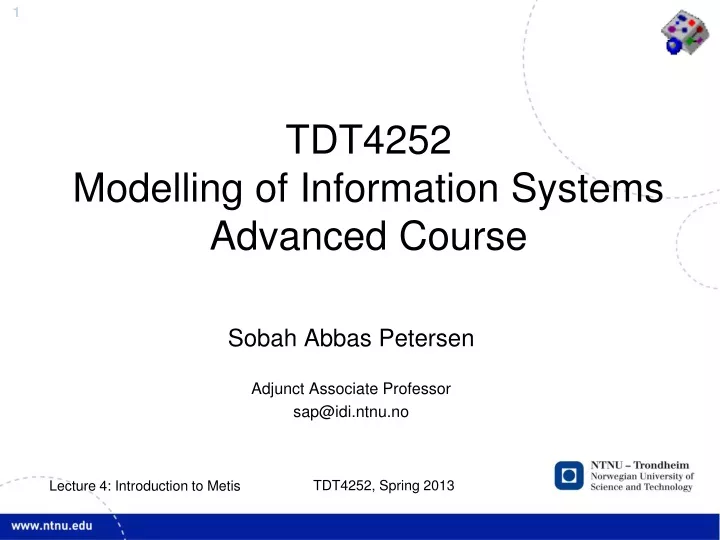 tdt4252 modelling of information systems advanced course