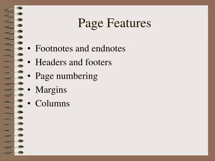 page features